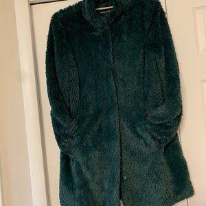 Kenneth Cole Green Shaggy Teddy Bear Coat New